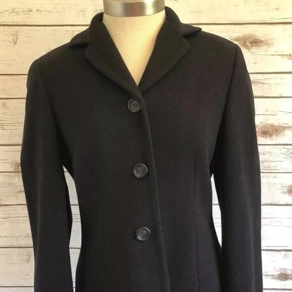 ANN TAYLOR Women Fully Lined Collar 100% Wool Textured Black Blazer Jacket Sz 2 - Picture 1 of 12